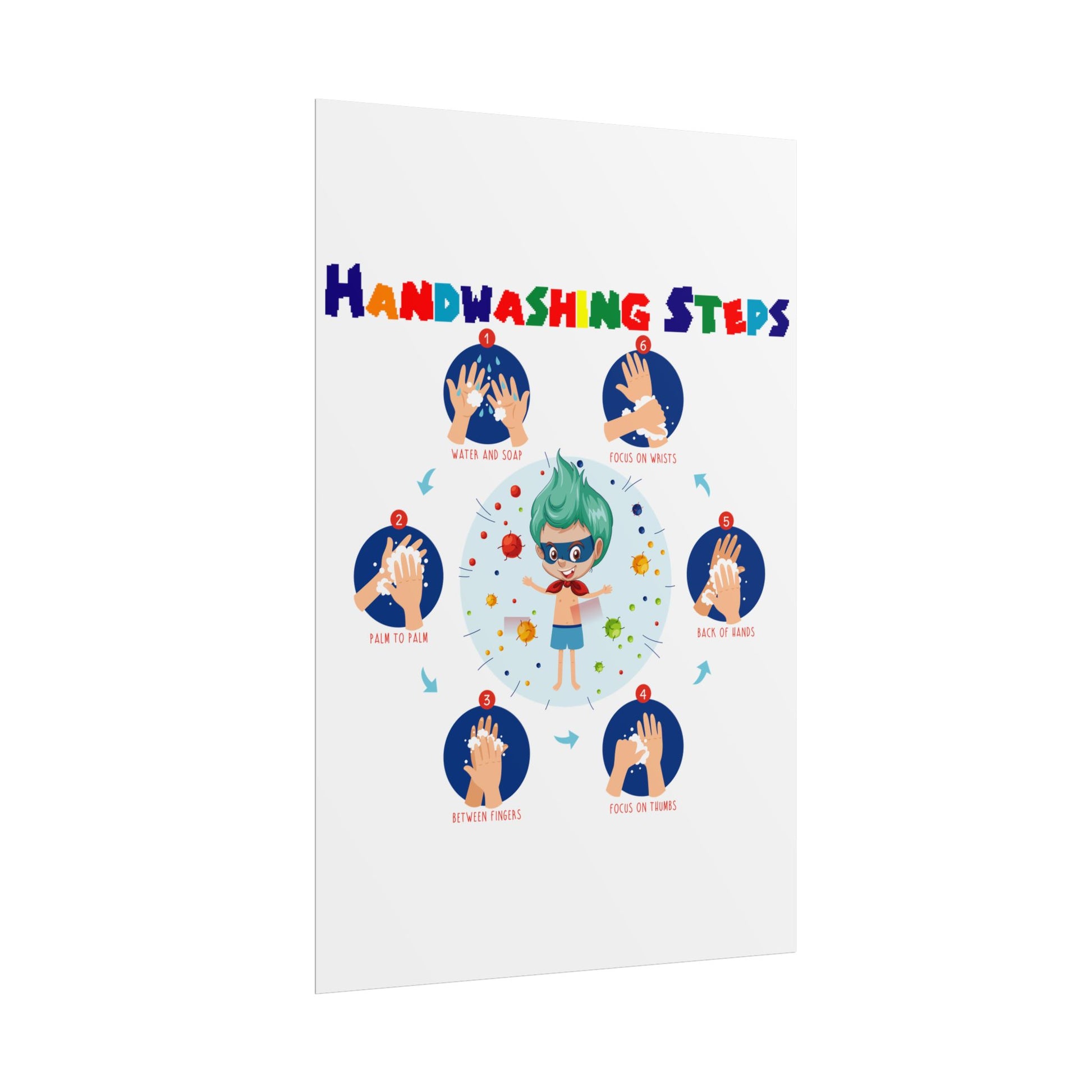 Rolled Posters - Super kiddo how to wash hand properly - [[{"value":"Wonderwear Kid"}]]