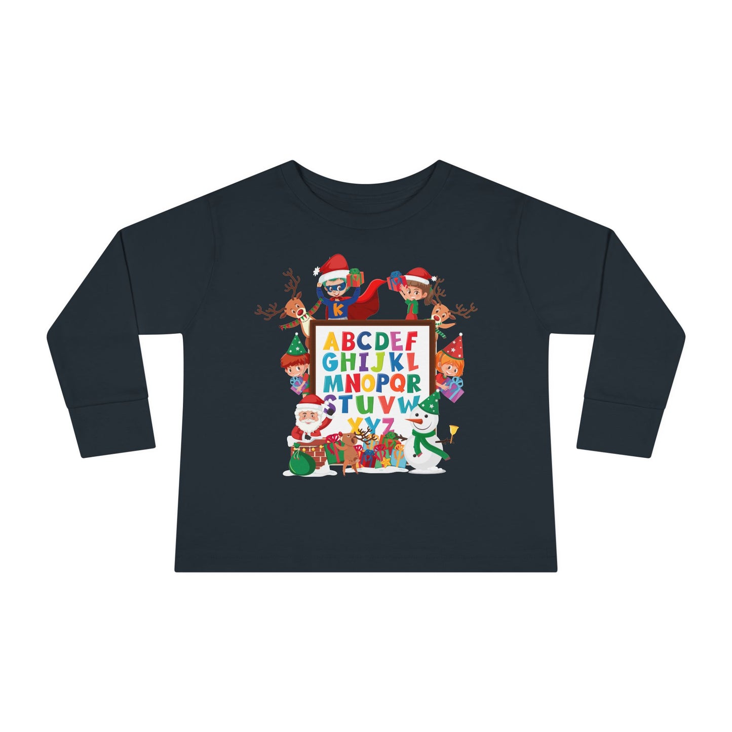 Toddler Long Sleeve Tee - Christmas alphabet with super kiddo - [[{"value":"Wonderwear Kid"}]]