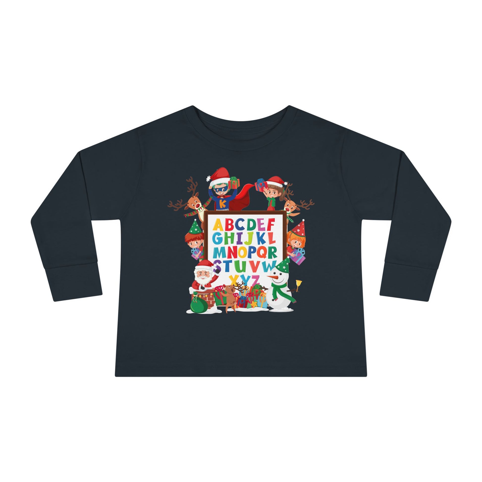 Toddler Long Sleeve Tee - Christmas alphabet with super kiddo - [[{"value":"Wonderwear Kid"}]]