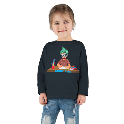 Toddler Long Sleeve Tee - Super kiddo studying - [[{"value":"Wonderwear Kid"}]]