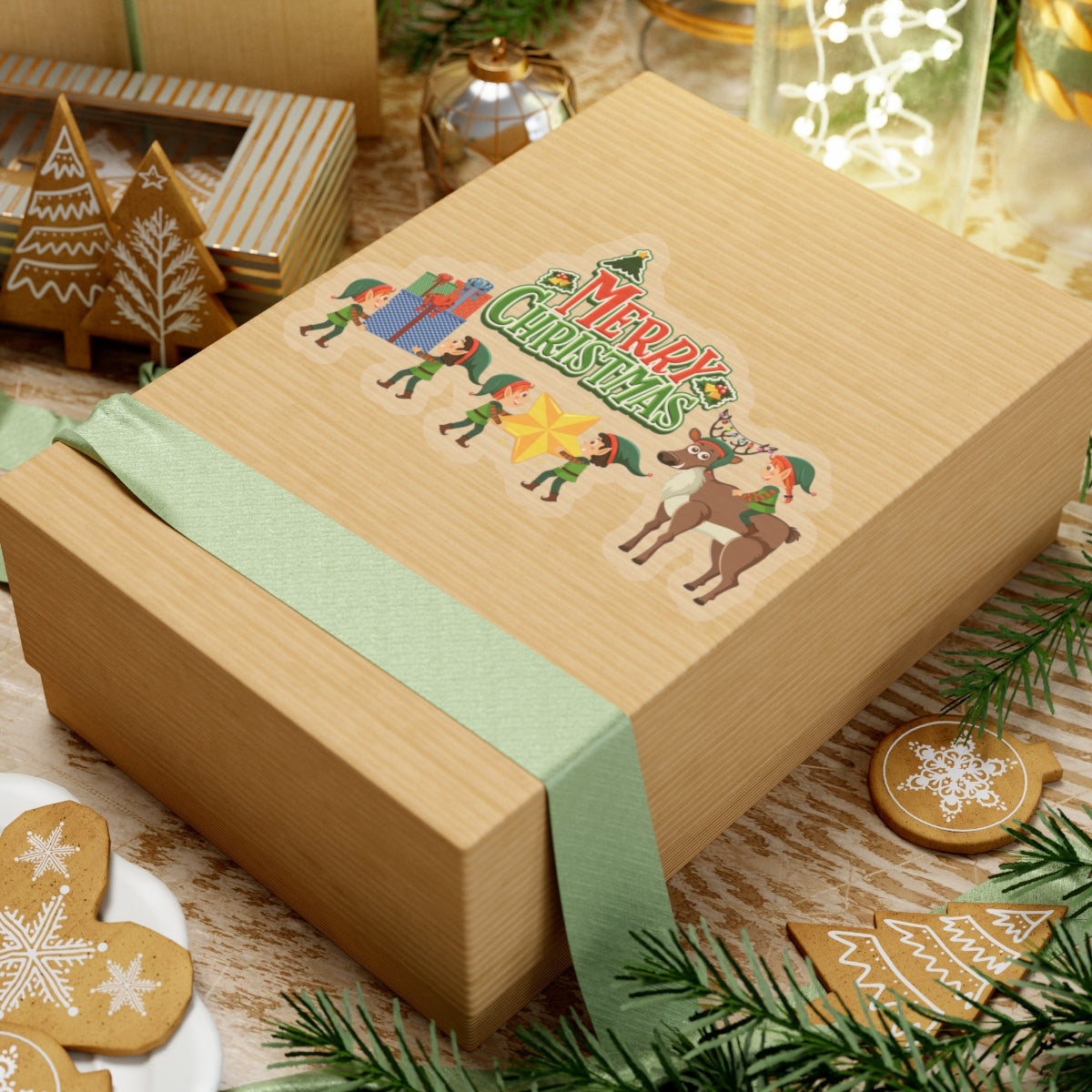 Kiss-Cut Stickers - Merry christmas and reindeer - [[{"value":"Wonderwear Kid"}]]