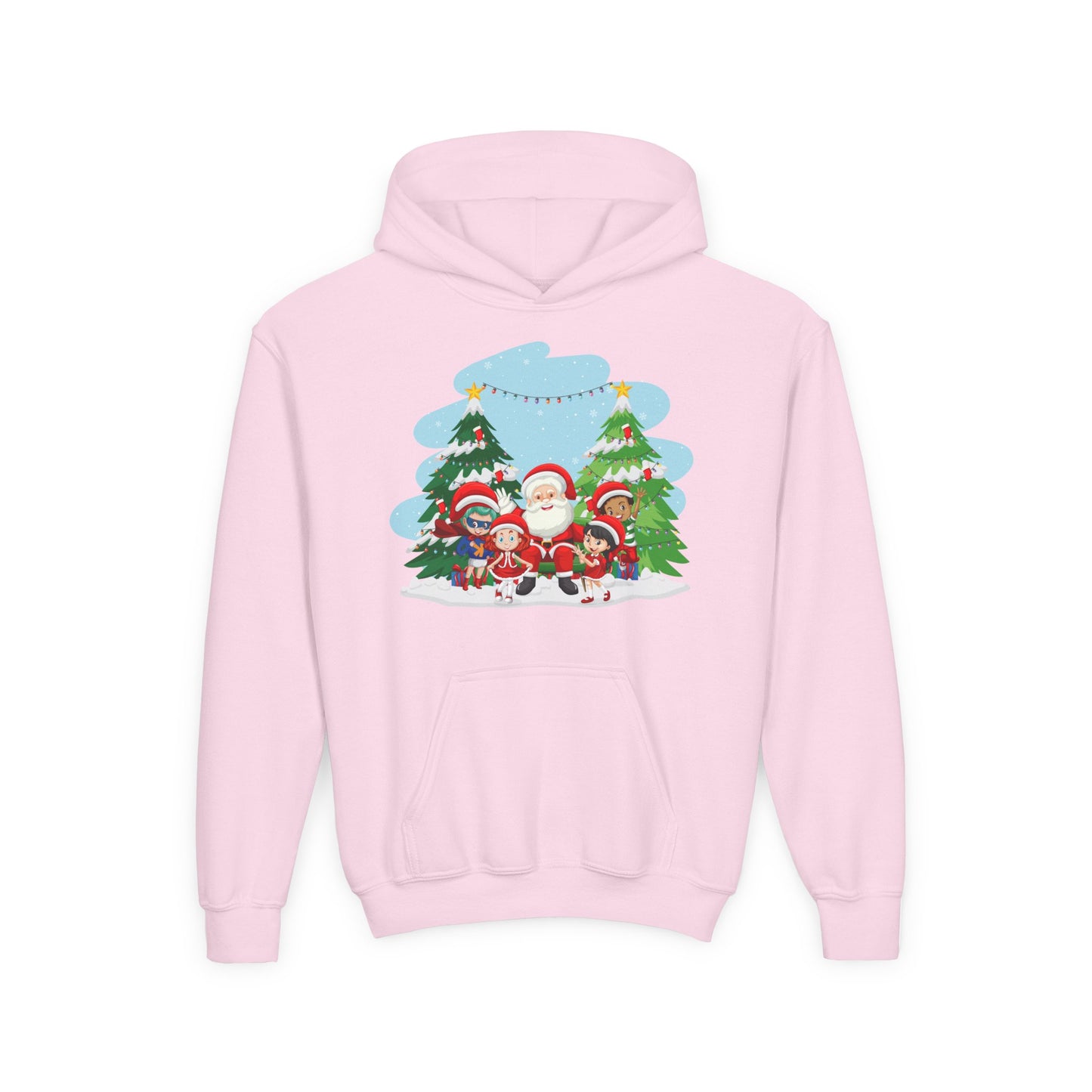 Youth Heavy Blend Hooded Sweatshirt - Super kiddo with santa claus