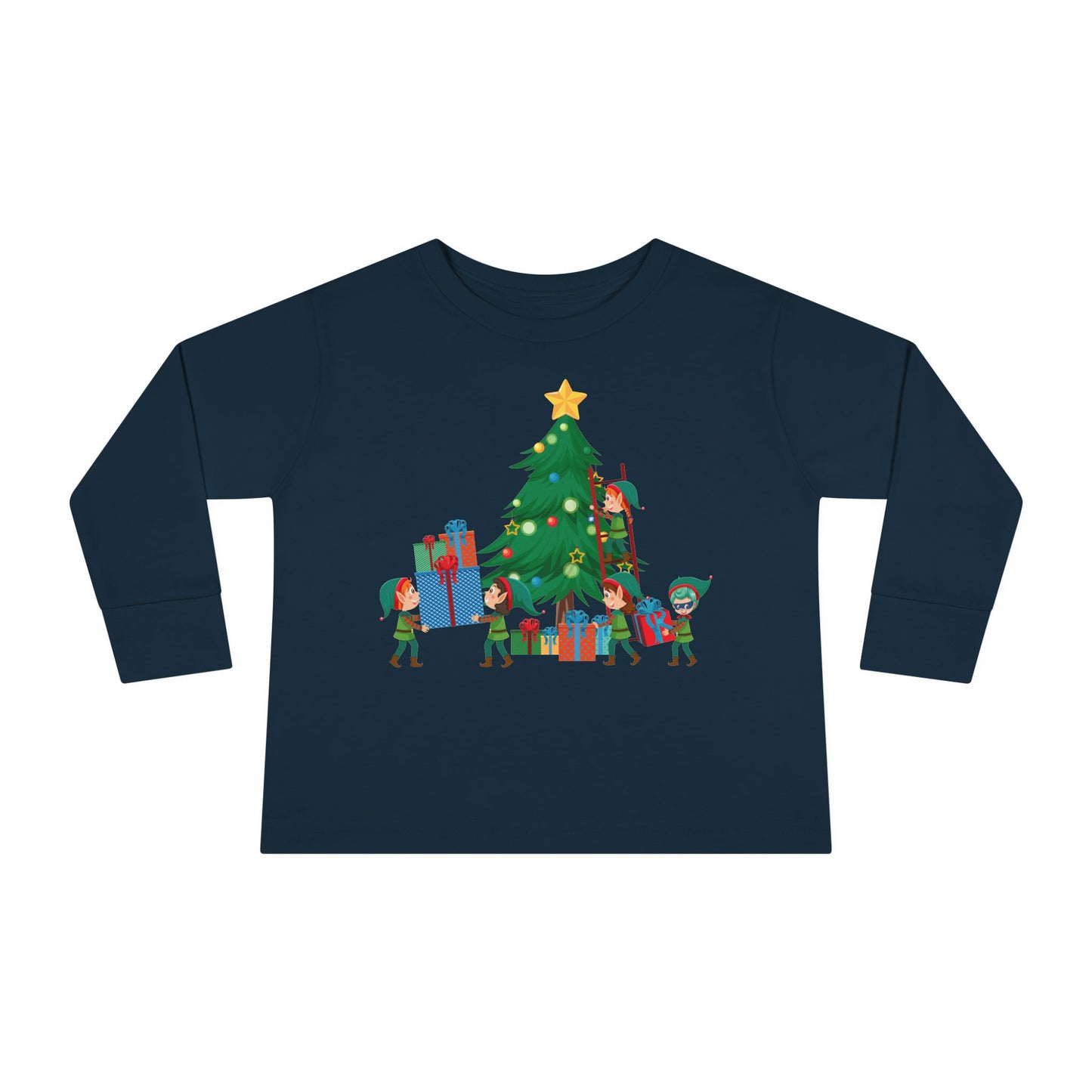 Toddler Long Sleeve Tee - Super kiddo putting gifts on christmas tree - [[{"value":"Wonderwear Kid"}]]