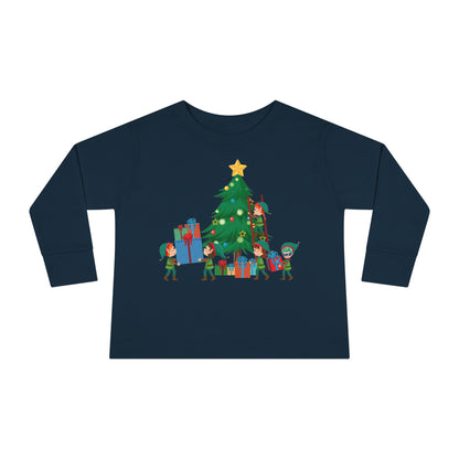 Toddler Long Sleeve Tee - Super kiddo putting gifts on christmas tree - [[{"value":"Wonderwear Kid"}]]