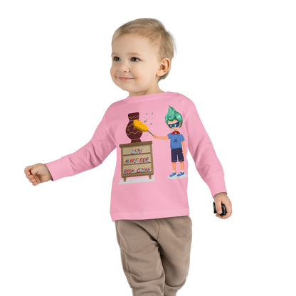 Toddler Long Sleeve Tee - Super kiddo cleaning a vase - [[{"value":"Wonderwear Kid"}]]