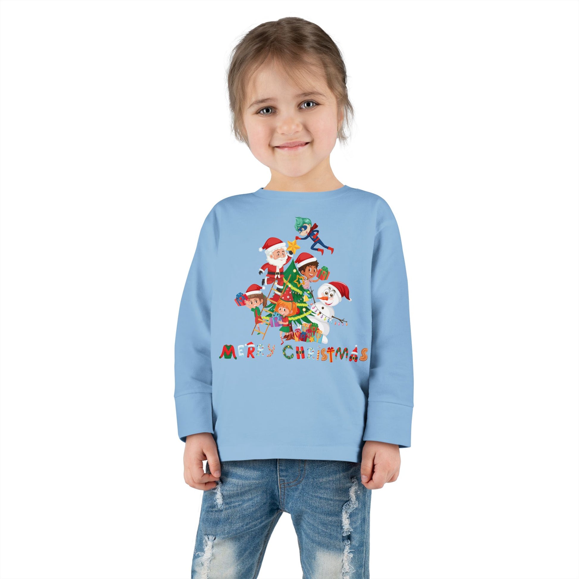 Toddler Long Sleeve Tee - Super kiddo making christmas tree with text - [[{"value":"Wonderwear Kid"}]]