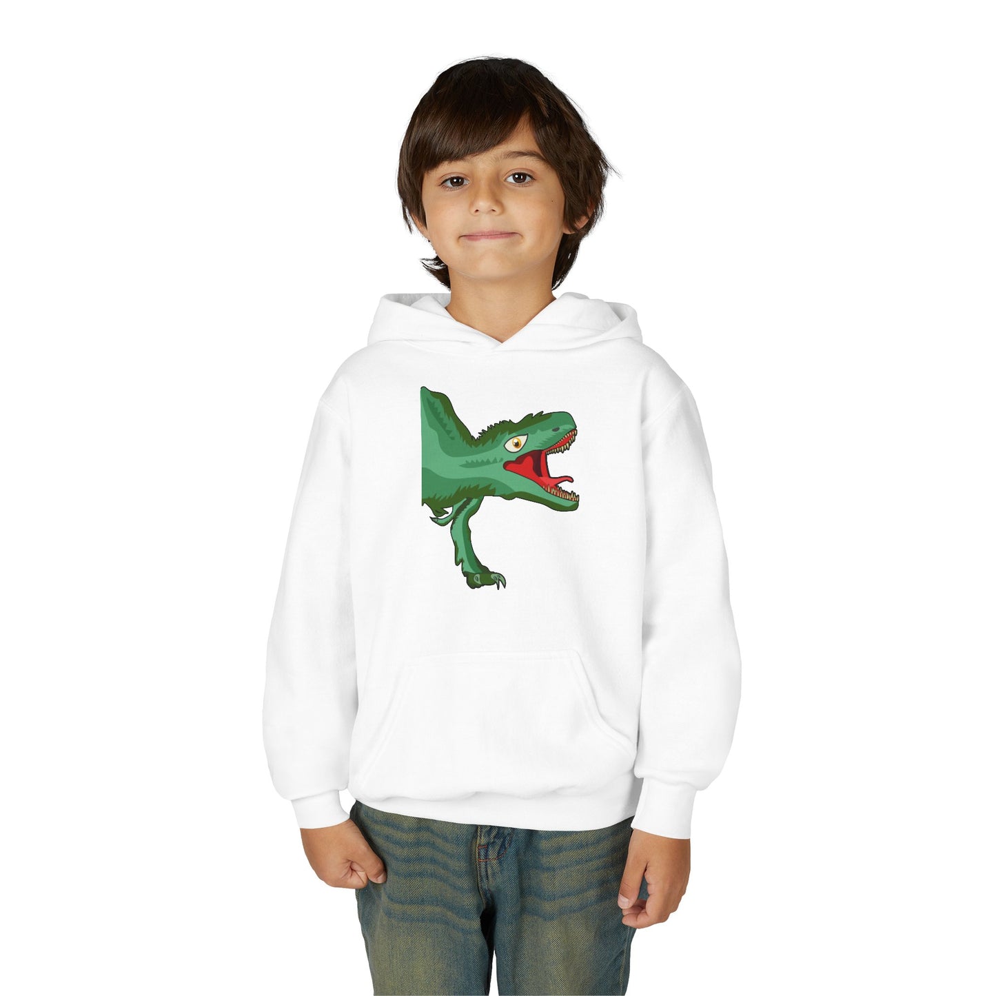 Youth Heavy Blend Hooded Sweatshirt -  Tyrannosaurus hunting