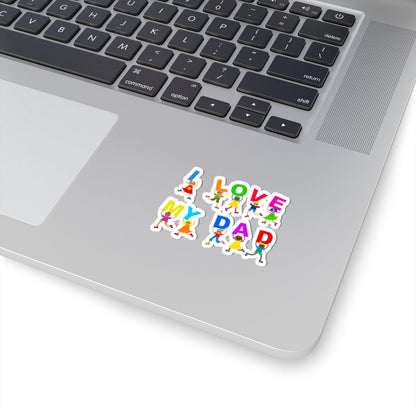 Kiss-Cut Vinyl Decals - Kids showing i love my dad Printify