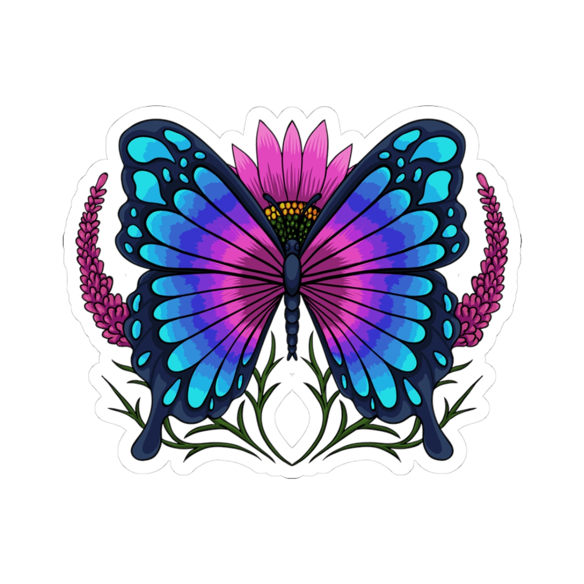 Kiss-Cut Vinyl Decals - Butterfly on the flower