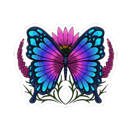 Kiss-Cut Vinyl Decals - Butterfly on the flower Printify