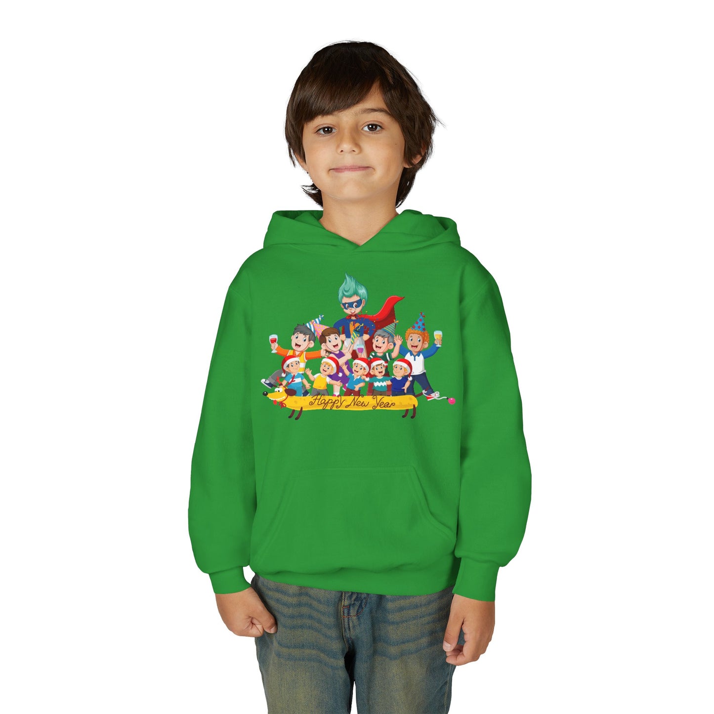 Youth Heavy Blend Hooded Sweatshirt - Happy new year with friends