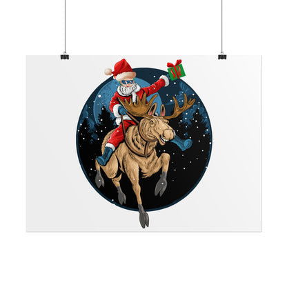 Rolled Posters - Super kiddo riding a reindeer - [[{"value":"Wonderwear Kid"}]]