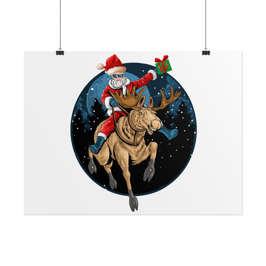 Rolled Posters - Super kiddo riding a reindeer - [[{"value":"Wonderwear Kid"}]]
