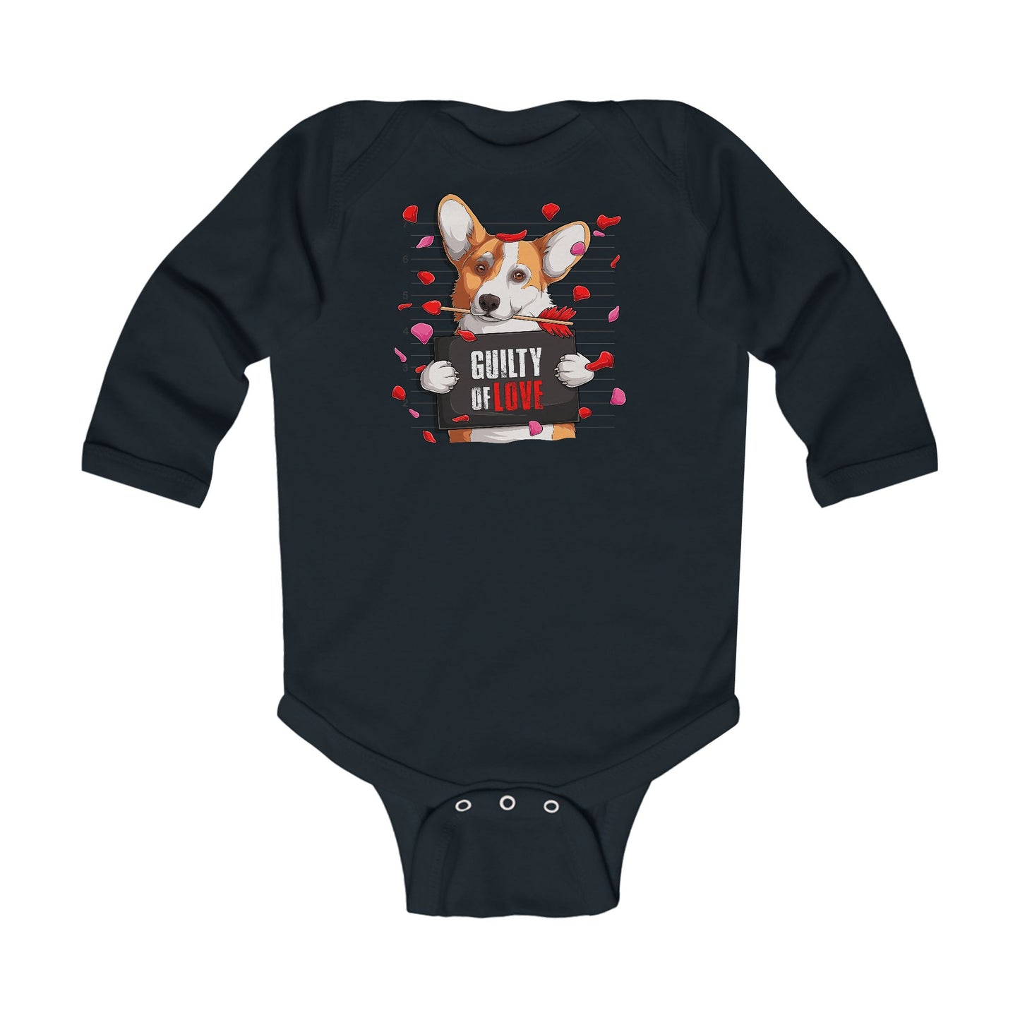 Infant Long Sleeve Bodysuit - Valentines Gift with Corgi Guilty of love design - [[{"value":"Wonderwear Kid"}]]