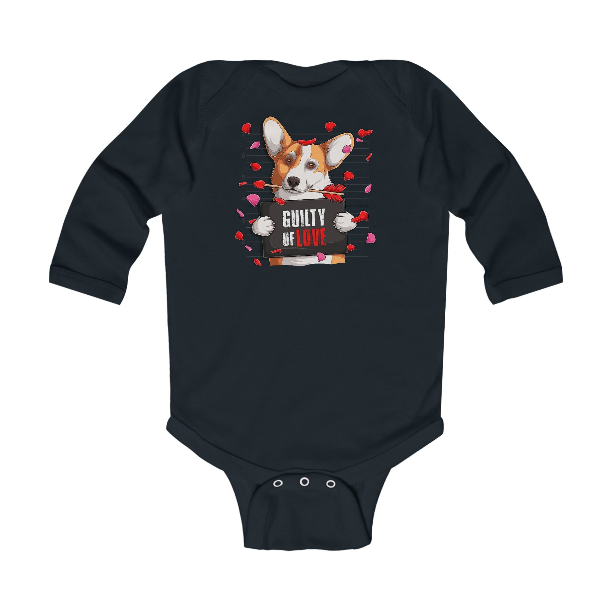 Infant Long Sleeve Bodysuit - Valentines Gift with Corgi Guilty of love design - [[{"value":"Wonderwear Kid"}]]