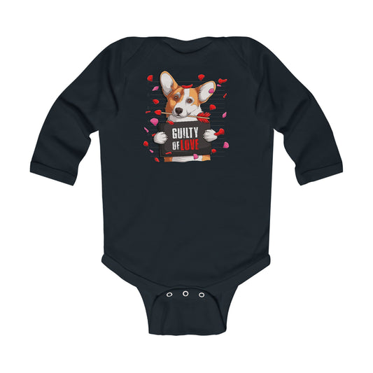 Infant Long Sleeve Bodysuit - Valentines Gift with Corgi Guilty of love design - [[{"value":"Wonderwear Kid"}]]