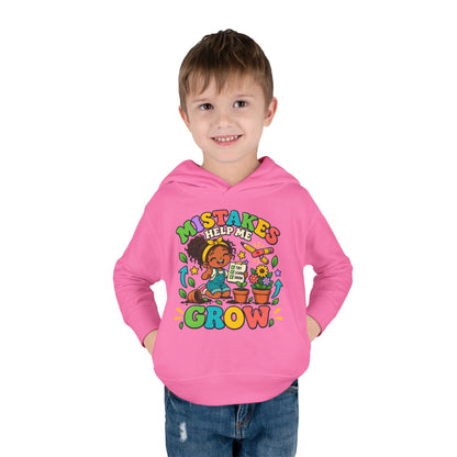Toddler Hoodie — "Mistakes Help Me Grow" Cute Plant Pot Positive Growth Pullover