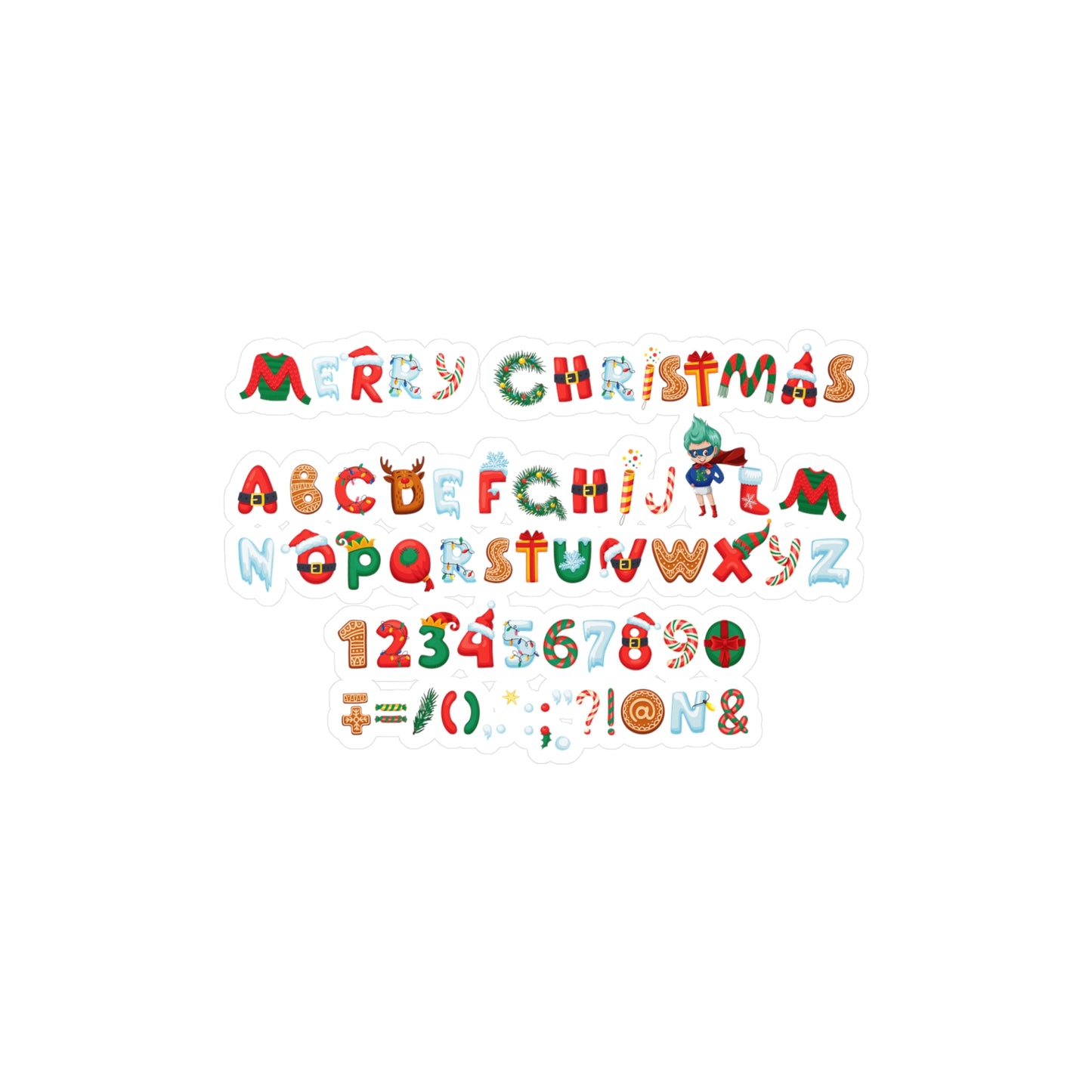 Christmas Kiss-Cut Vinyl Decals – Christmas alphabet