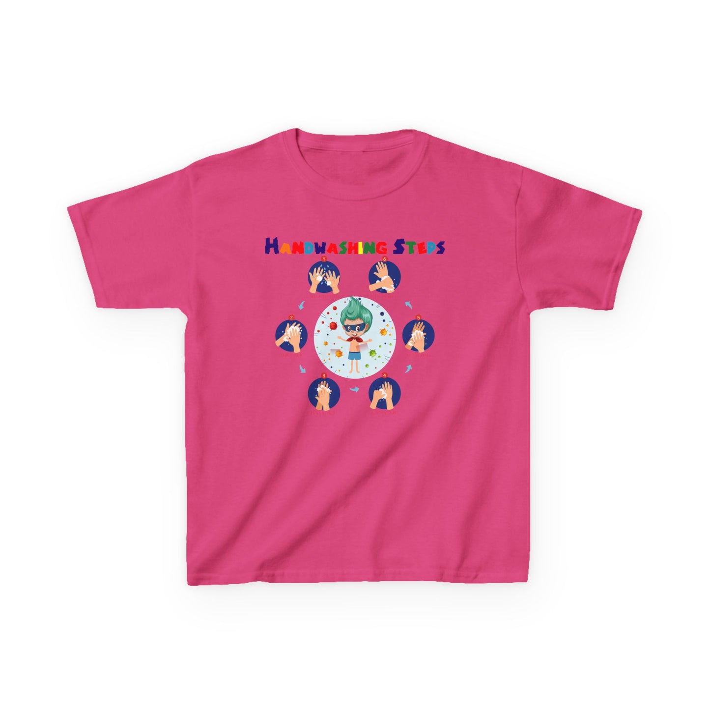 Kids Heavy Cotton™ Tee - Super kiddo how to wash hand properly - [[{"value":"Wonderwear Kid"}]]