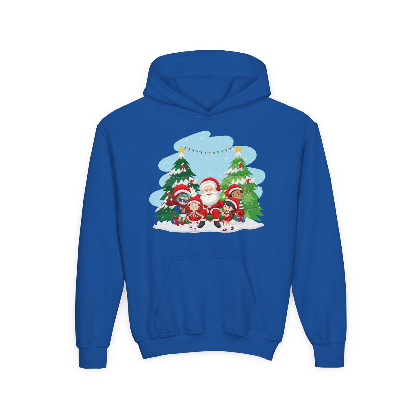 Youth Heavy Blend Hooded Sweatshirt - Super kiddo with santa claus