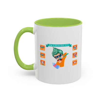 Accent Coffee Mug - Super kiddo how to brush teeth - [[{"value":"Wonderwear Kid"}]]