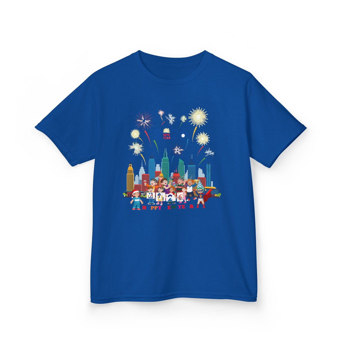 Kids Heavy Cotton™ Tee - Happy new year with fireworks - [[{"value":"Wonderwear Kid"}]]