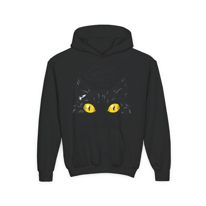 Youth Heavy Blend Hooded Sweatshirt -  Whos there cat Printify