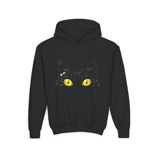 Youth Heavy Blend Hooded Sweatshirt -  Whos there cat Printify