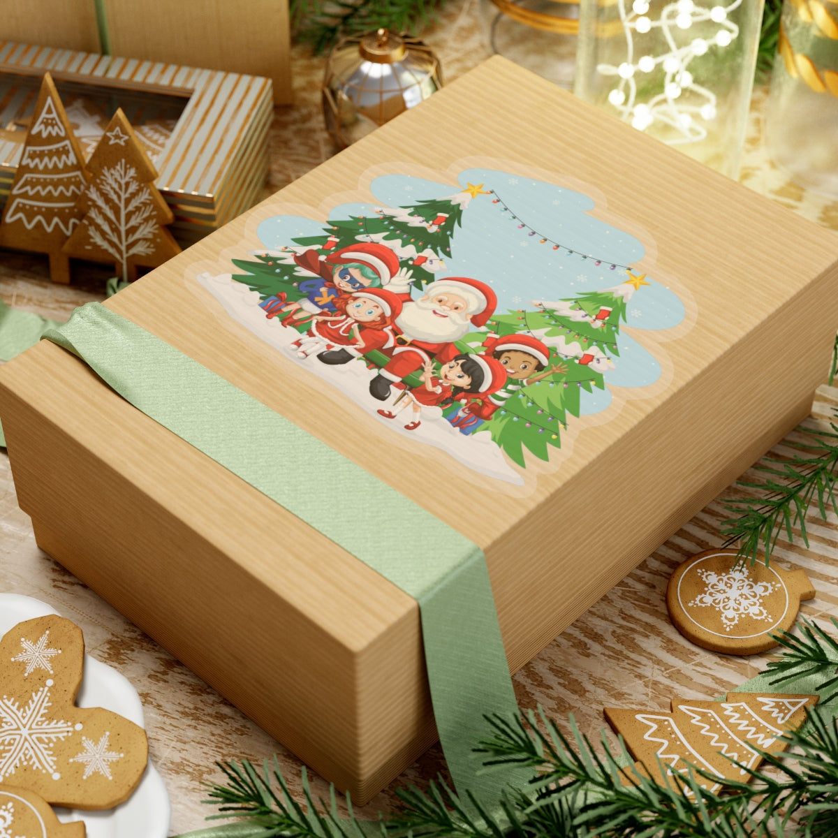 Kiss-Cut Stickers - Super kiddo with santa claus - [[{"value":"Wonderwear Kid"}]]
