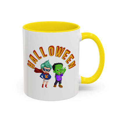 Accent Coffee Mug - Holloween with super kiddo Printify
