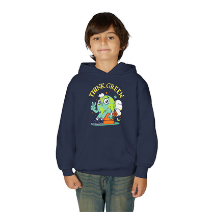 Youth Heavy Blend Hooded Sweatshirt - Think Green Design Printify