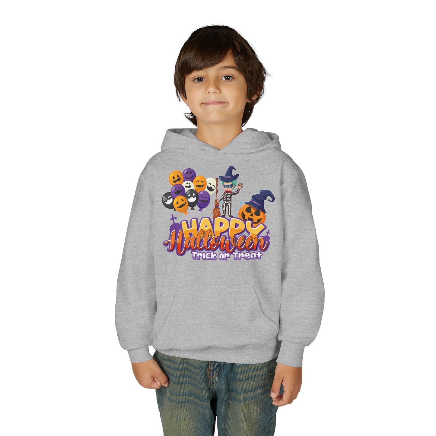 Youth Heavy Blend Hooded Sweatshirt - Happy halloween trick or treat