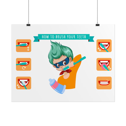 Rolled Posters - Super kiddo how to brush teeth - [[{"value":"Wonderwear Kid"}]]