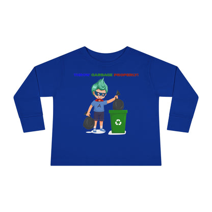 Toddler Long Sleeve Tee - Super kiddo taking trash out - [[{"value":"Wonderwear Kid"}]]