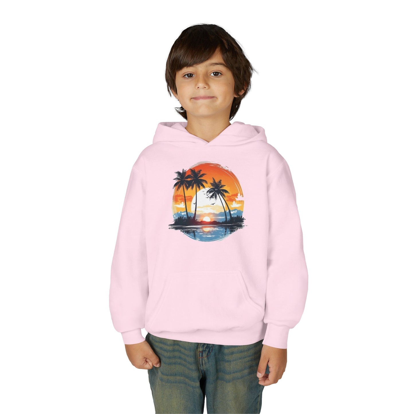 Youth Heavy Blend Hooded Sweatshirt - Tropical Sunset Beachwear