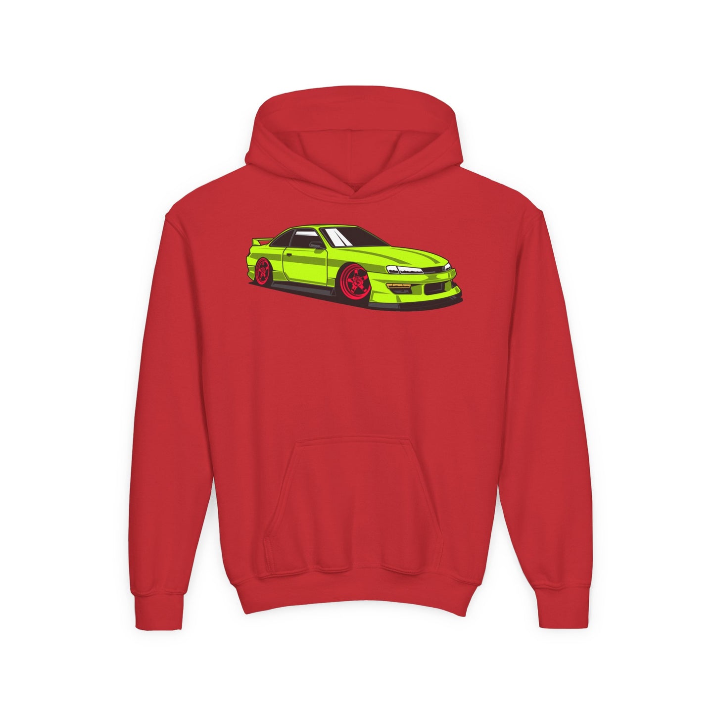 Youth Heavy Blend Hooded Sweatshirt - Yellow green race car
