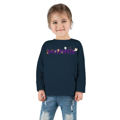 Toddler Long Sleeve Tee - Holloween word Printify