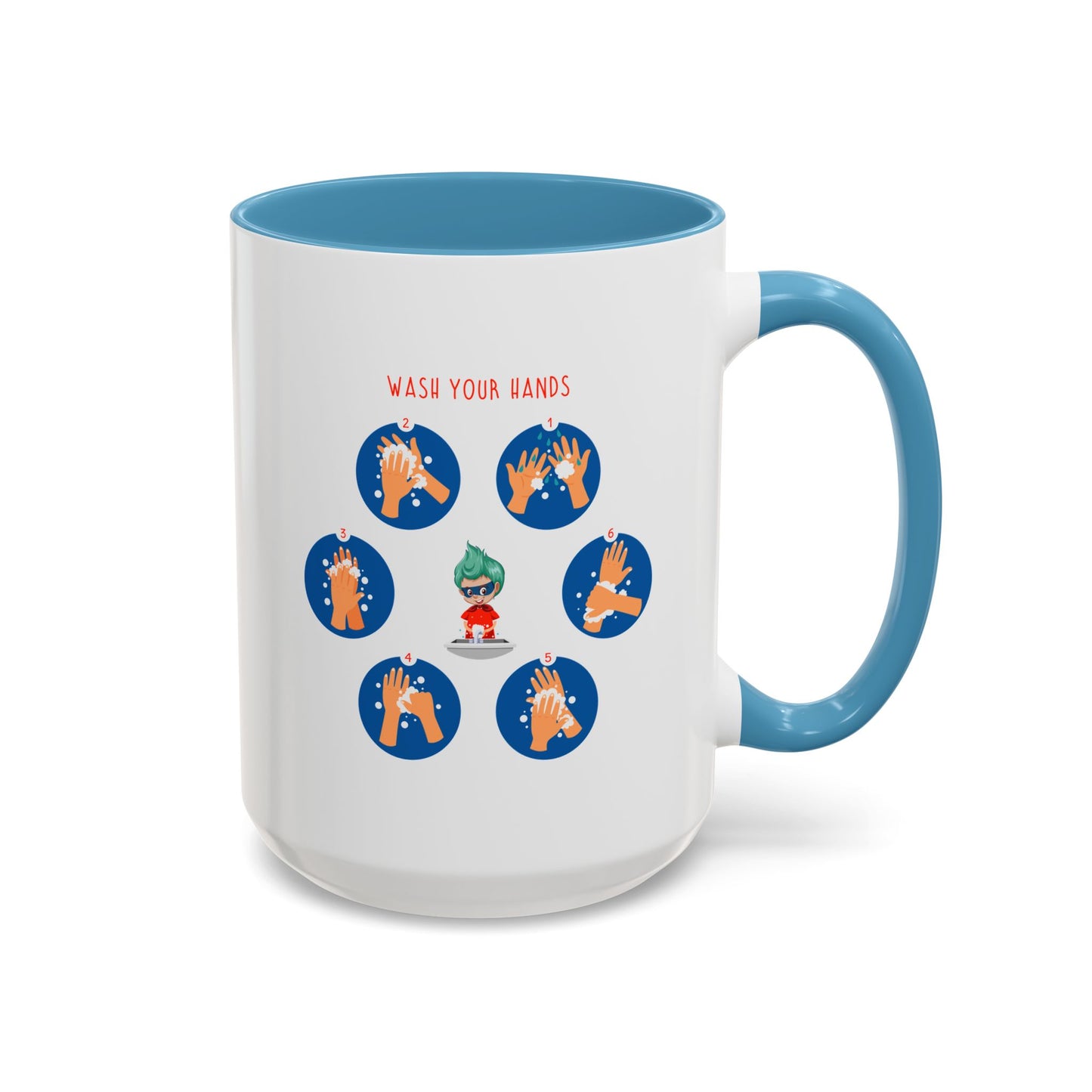 Accent Coffee Mug - Super kiddo teaching how to wash hands