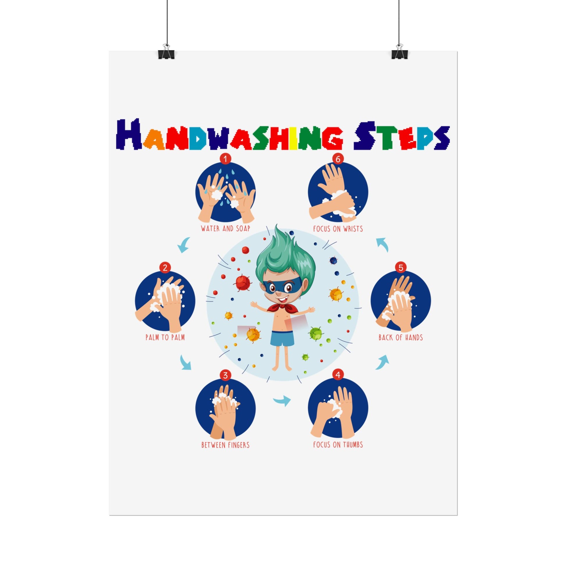 Rolled Posters - Super kiddo how to wash hand properly - [[{"value":"Wonderwear Kid"}]]