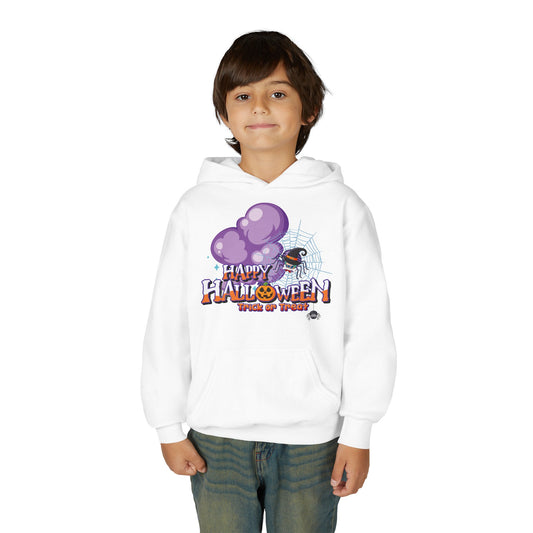 Youth Heavy Blend Hooded Sweatshirt - Happy holloween - spider kiddo