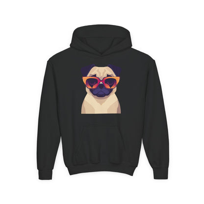 Kids Cool Pug Sunglasses Hoodie Printify