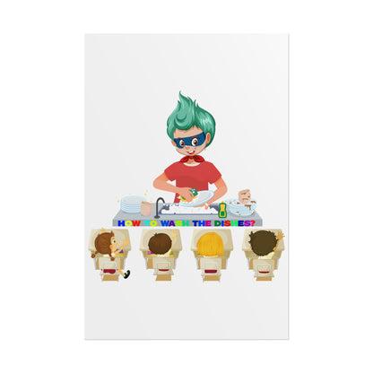 Rolled Posters - Little kiddo teaching to wash dishes - [[{"value":"Wonderwear Kid"}]]