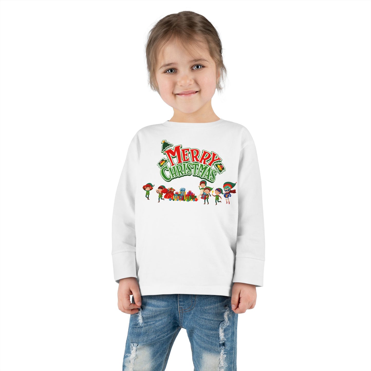 Toddler Long Sleeve Tee - Merry christmas from super friends - [[{"value":"Wonderwear Kid"}]]