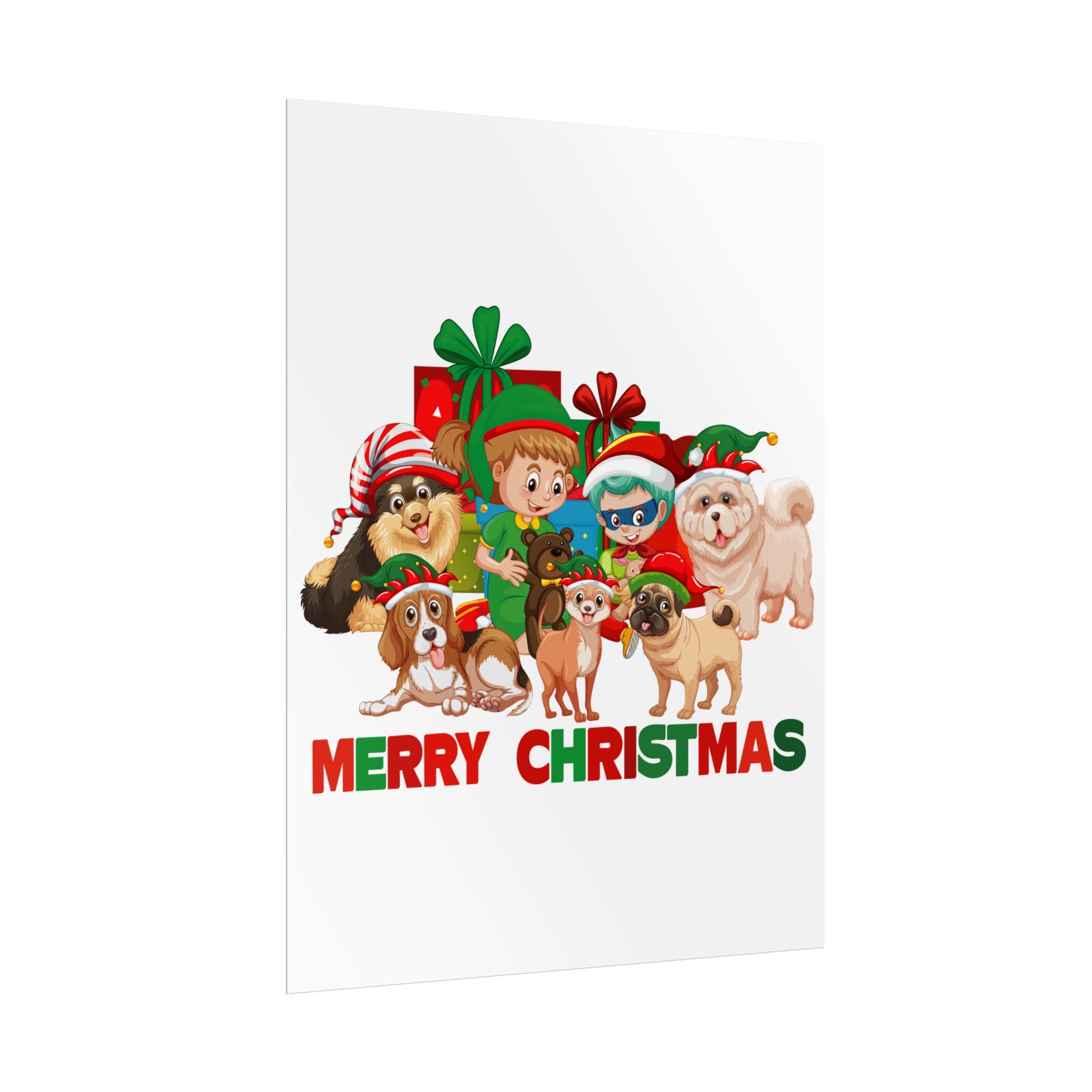 Rolled Posters - Christmas with super kiddo pet friends with text - [[{"value":"Wonderwear Kid"}]]