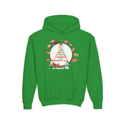 Youth Heavy Blend Hooded Sweatshirt - We wish you a merry christmas - [[{"value":"Wonderwear Kid"}]]