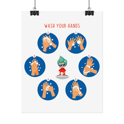 Rolled Posters - Super kiddo teaching how to wash hands - [[{"value":"Wonderwear Kid"}]]