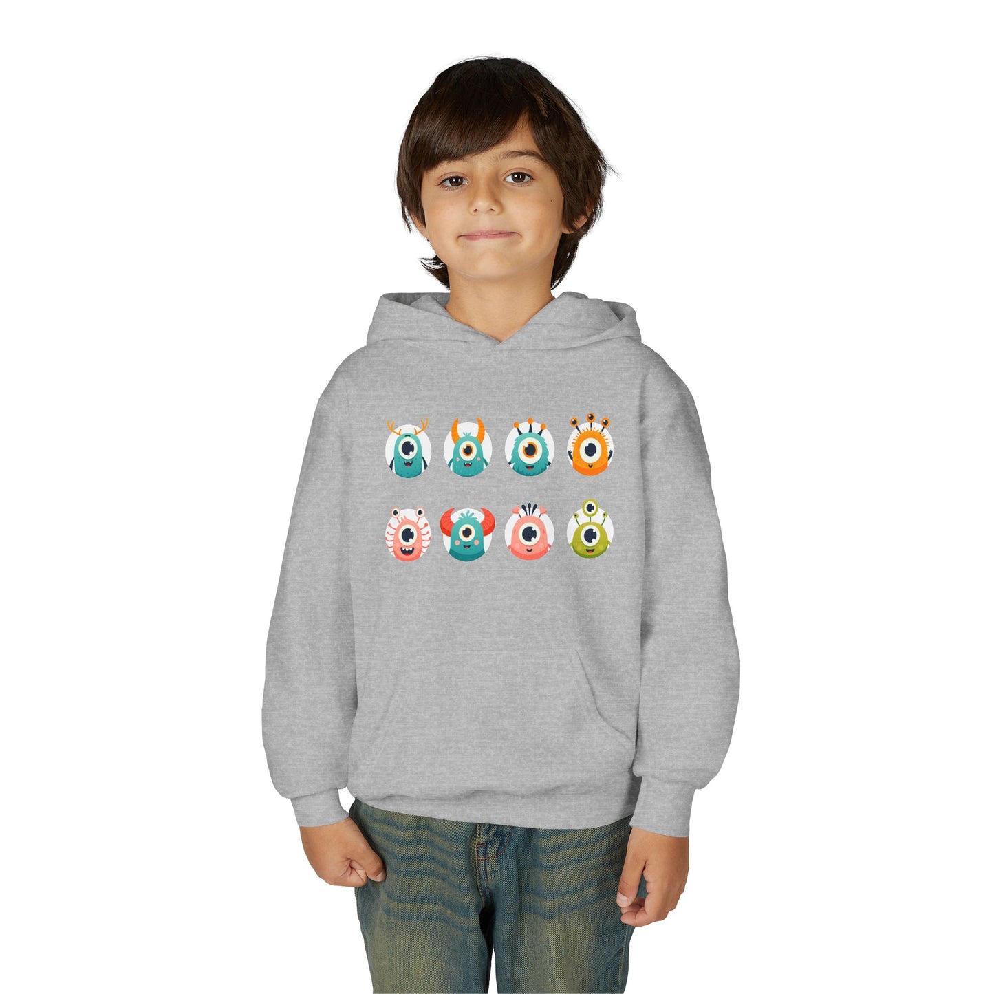 Youth Heavy Blend Hooded Sweatshirt - One eye monsters