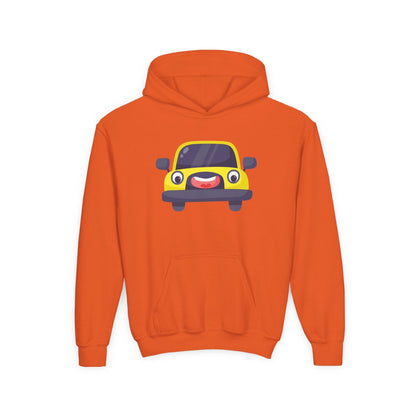 Kids Yellow Car Hoodie Printify