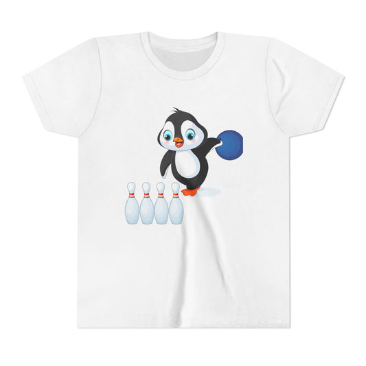Adorable Penguin Bowling Youth Tee | Fun Kids Shirt, Playful Outfit, Birthday Gift, Sports Apparel, Cute Casual Wear