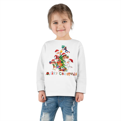 Toddler Long Sleeve Tee - Super kiddo making christmas tree with text - [[{"value":"Wonderwear Kid"}]]